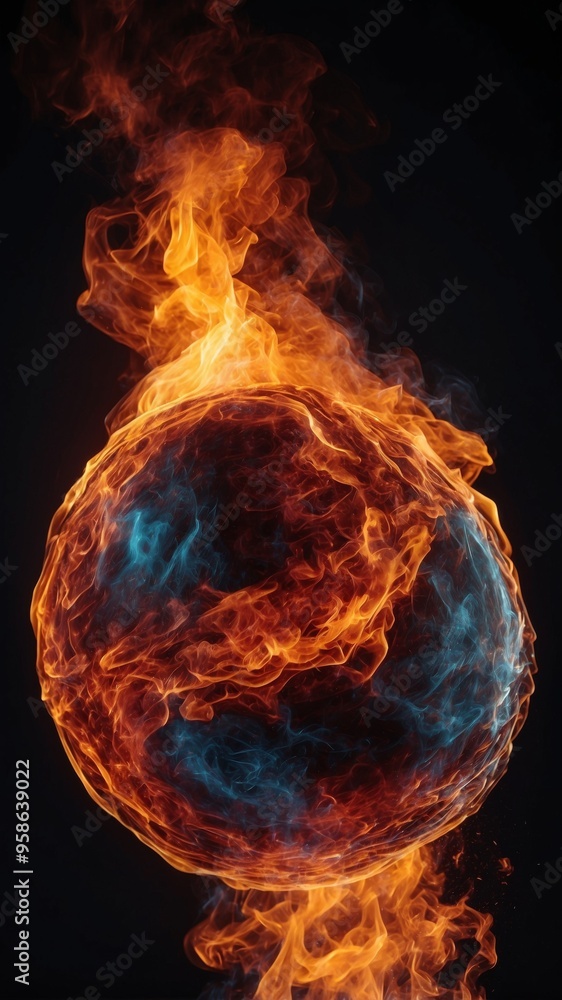 custom made wallpaper toronto digitalA colorful fire ball on a black background.