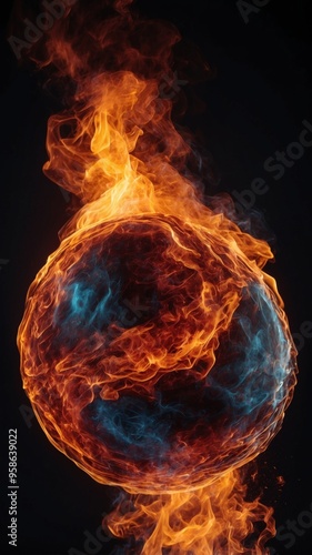 Wallpaper Mural A colorful fire ball on a black background. Torontodigital.ca