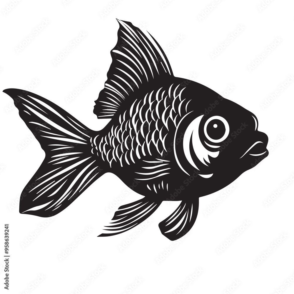 Goldfish in cartoon, doodle style . Image for t-shirt, web, mobile apps and ui. Isolated 2d vector illustration in logo, icon, sketch style, Eps 10, black and white. AI Generative Goldfish in cartoon, doodle style . Image for t-shirt, web, mobile apps and ui. Isolated 2d vector illustration in logo, icon, sketch style, Eps 10, black and white. AI Generative