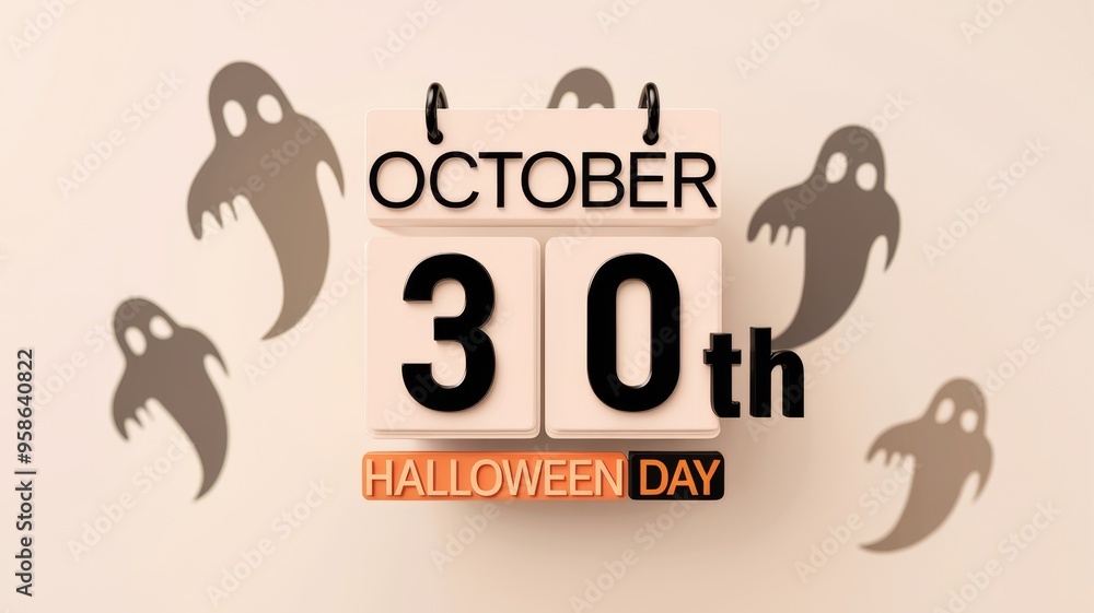 Halloween Date Marked with Ghost Decorations Halloween Date Marked with Ghost Decorations