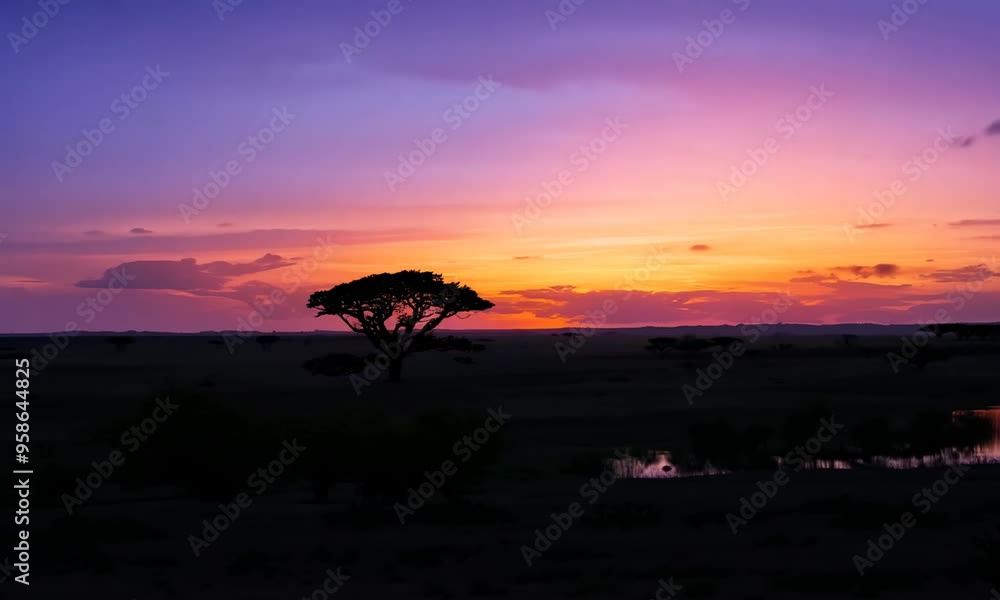 African Sunset with a Silhouette of a Tree African Sunset with a Silhouette of a Tree