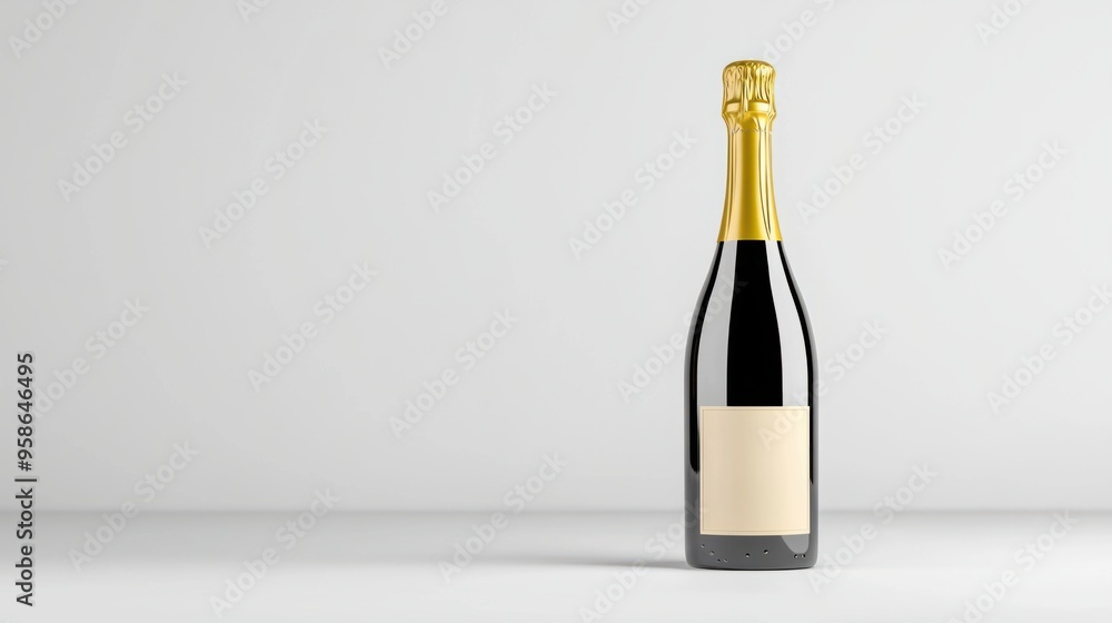 Elegant Champagne Bottle on Clean White Background Conveying Luxury and Celebration Elegant Champagne Bottle on Clean White Background Conveying Luxury and Celebration