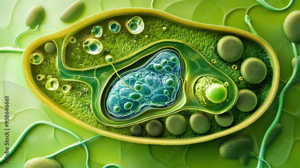 Plant cell diagram showing chloroplasts and their role in ...