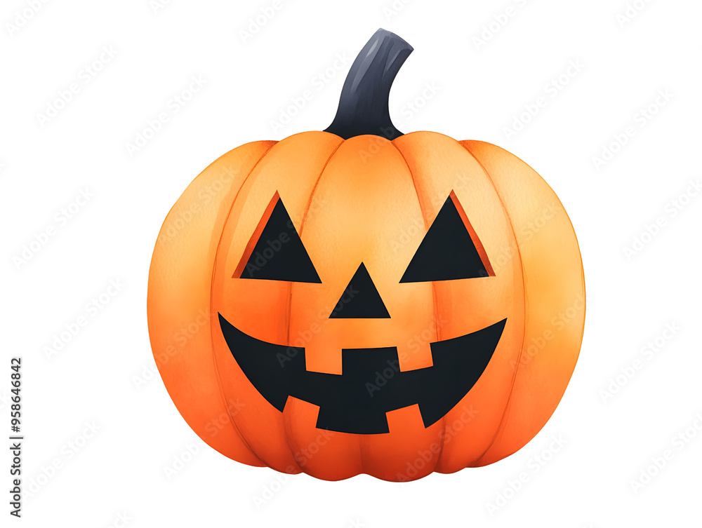 Fototapeta premium Carved Halloween Pumpkin Jack o Lantern with Smiling Face