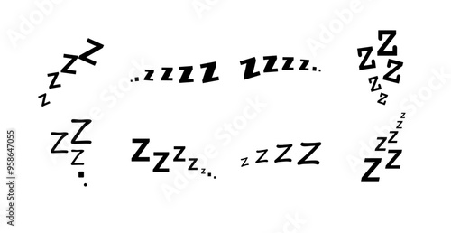 Zzz bed sleep snore icons snooze nap Z sound . Sleepy yawn or insomnia sleeper alarm clock Zzz line icons of goodnight deep sleep, bored or tired