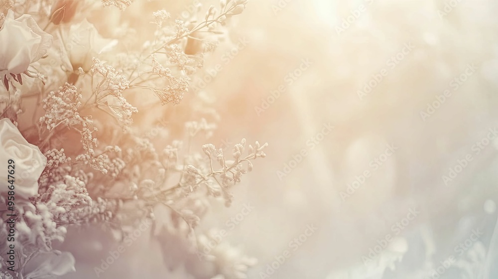 Delicate White Flowers with Soft Sunlight and Blurred Background Delicate White Flowers with Soft Sunlight and Blurred Background