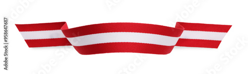 Obraz na plátně Ribbon in colors of Austrian flag isolated on white