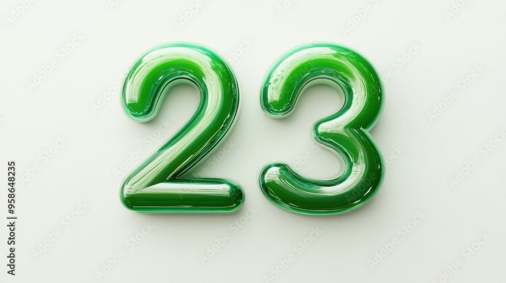 The number 23 is written in green The number 23 is written in green