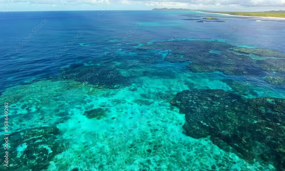 Aerial View of a Pristine Coral Reef in the Turquoise Waters of the Caribbean Aerial View of a Pristine Coral Reef in the Turquoise Waters of the Caribbean