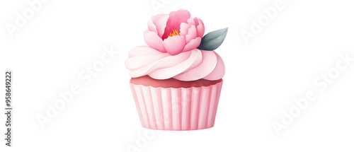 Pink Cupcake With Flower Decoration