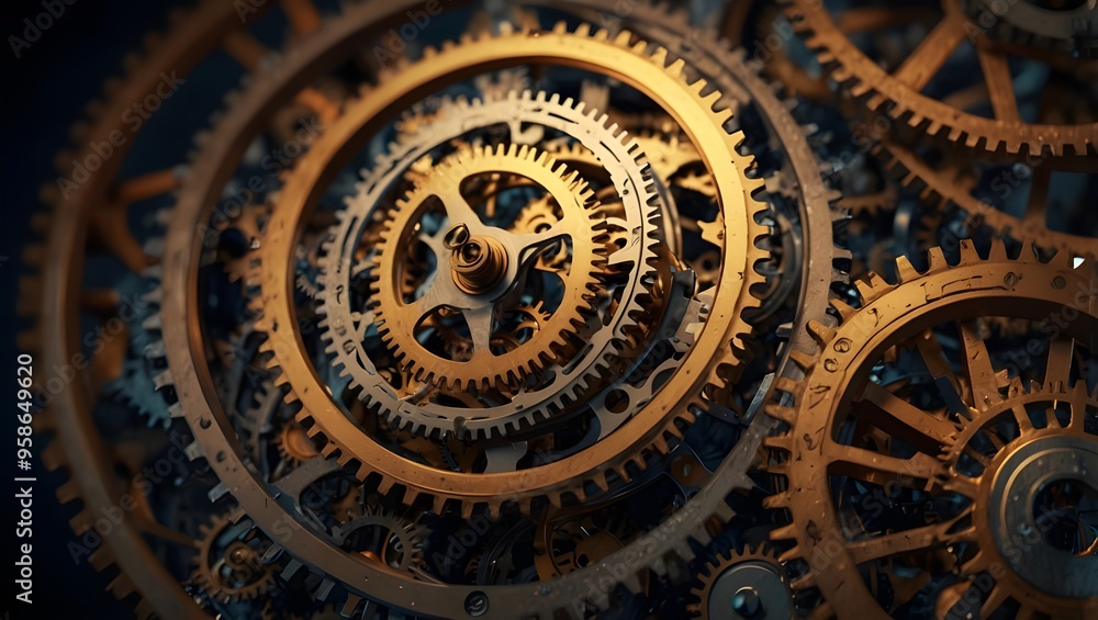 A complex arrangement of gears A complex arrangement of gears