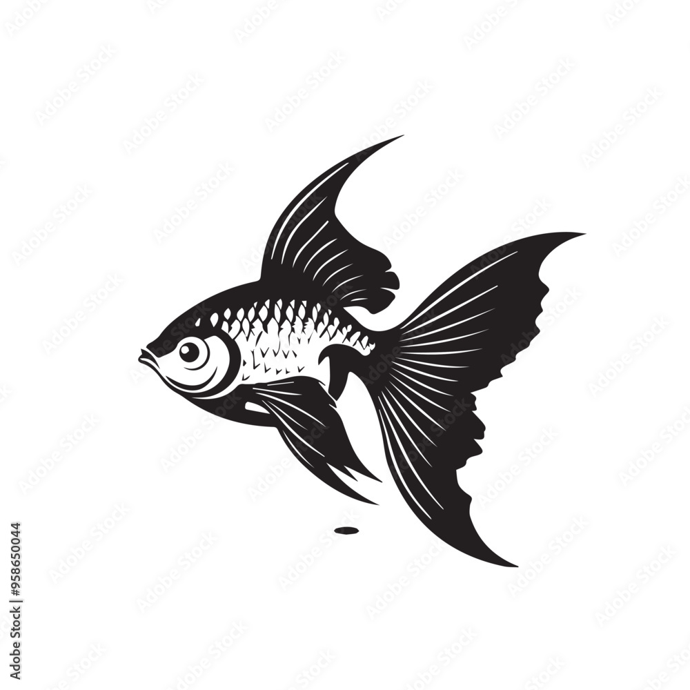 Goldfish in cartoon, doodle style . Image for t-shirt, web, mobile apps and ui. Isolated 2d vector illustration in logo, icon, sketch style, Eps 10, black and white. AI Generative Goldfish in cartoon, doodle style . Image for t-shirt, web, mobile apps and ui. Isolated 2d vector illustration in logo, icon, sketch style, Eps 10, black and white. AI Generative