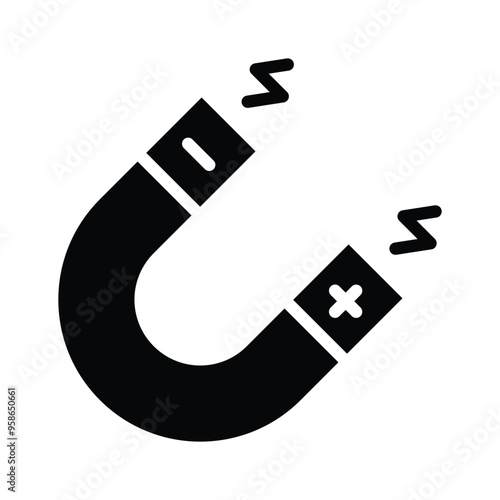Physics magnet icon in modern style, scalable vector of attraction