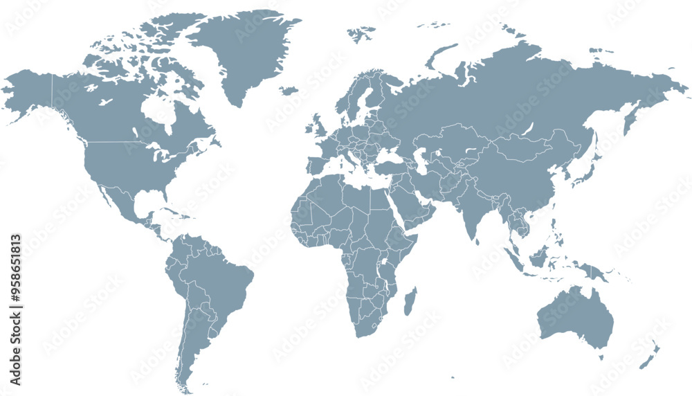 Obraz premium World map. Grey modern vector map. Silhouette map.