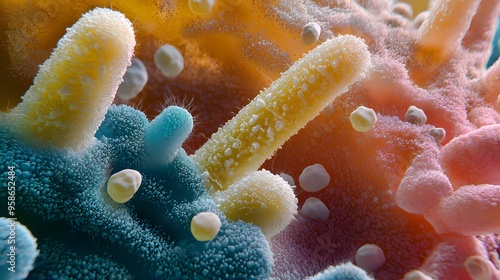 A highly detailed and realistic close-up of this bacteria: **Veillonella parvula** - Part of the normal oral and gastrointestinal flora; can be involved in infections. photo