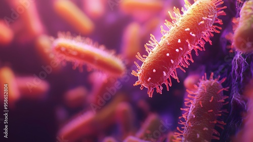 A highly detailed and realistic close-up of this bacteria: **Coxiella burnetii** - Causes Q fever, transmitted from animals to humans.