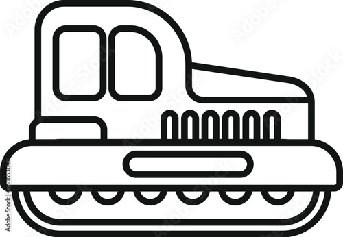 Simple line drawing of a snowcat, a specialized vehicle designed for traveling on snow, often used in ski resorts and for winter activities