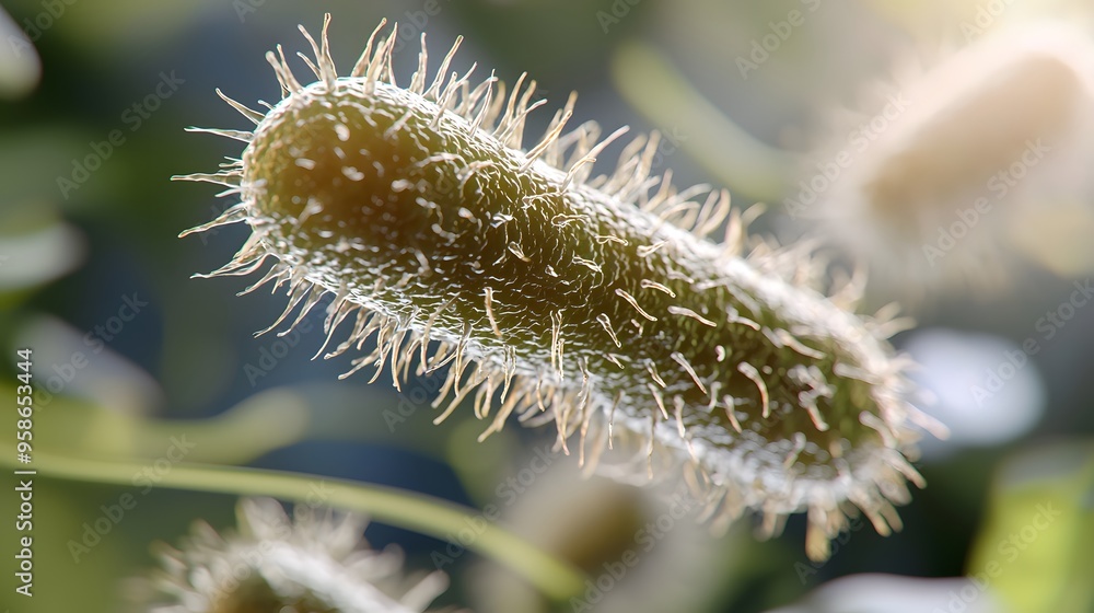Obraz premium A highly detailed and realistic close-up of this bacteria: **Salmonella enterica** - Causes foodborne illness, often associated with raw or undercooked meat.