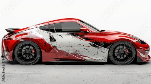 Red Sports Car with Custom Paint Job