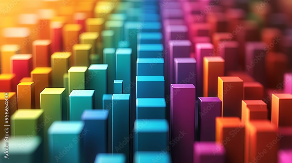 Abstract 3D Rainbow Gradient of Colorful Cubes Abstract 3D Rainbow Gradient of Colorful Cubes