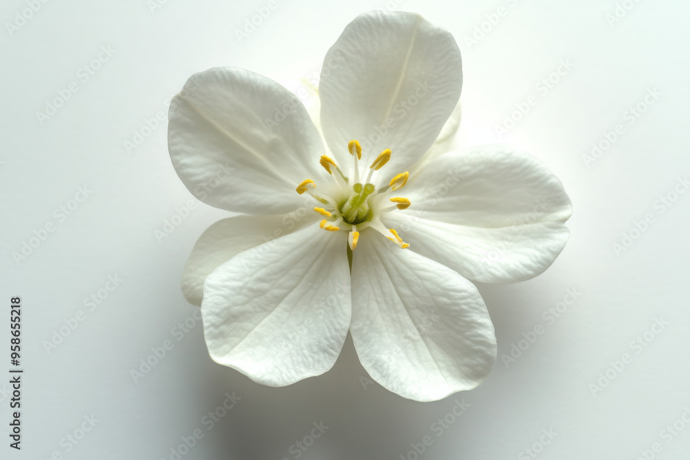 Ultra-Realistic UHD Photo of a Jasmine Flower on White Background Ultra-Realistic UHD Photo of a Jasmine Flower on White Background