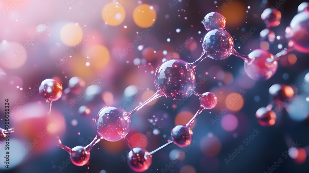 71. Detailed artistic view of a nutrient molecule with energetic, pulsating atomic bonds 71. Detailed artistic view of a nutrient molecule with energetic, pulsating atomic bonds