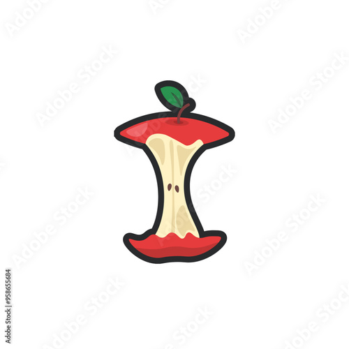 leftover apple in outline flat vector design.