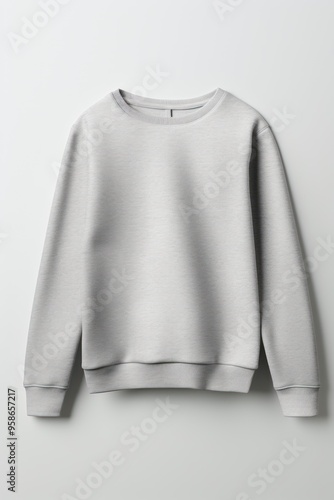 Silver blank sweater without folds flat lay isolated on gray modern seamless background