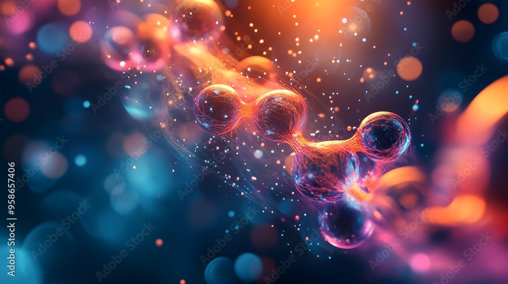 63. Elegant image of a nutrient molecule with dynamic, swirling atomic fields and glowing effects 63. Elegant image of a nutrient molecule with dynamic, swirling atomic fields and glowing effects