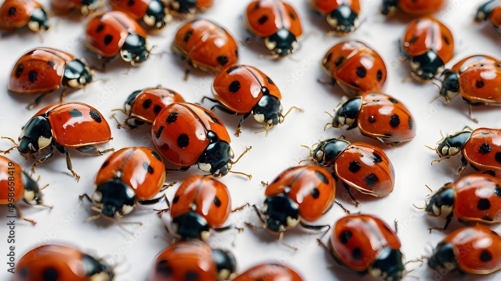 Fototapeta premium ladybugs insect close-up on white background