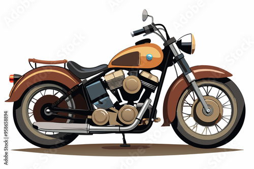 vintage harley davidson motorcycle vector illustration