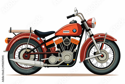 vintage harley davidson motorcycle vector illustration