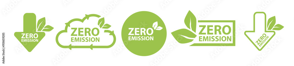 Zero Emission. Carbon neutral. Zero greenhouse gas emissions objective. Vector Zero Emission. Carbon neutral. Zero greenhouse gas emissions objective. Vector