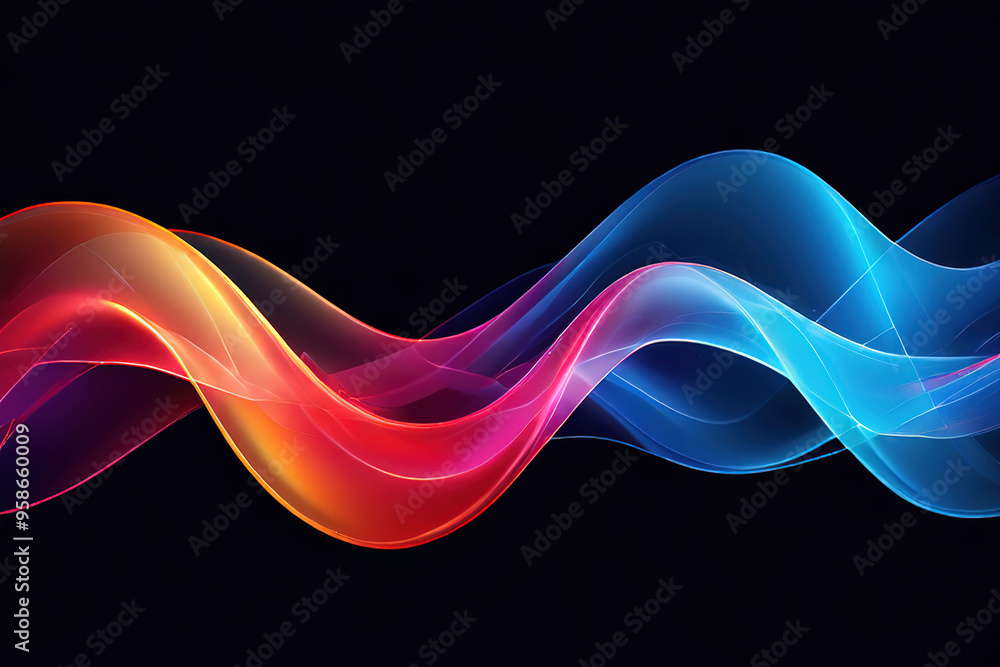 Abstract glowing blue and red waves on a black background. Abstract glowing blue and red waves on a black background.