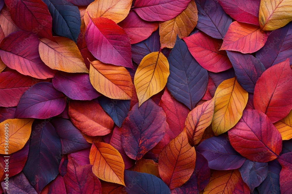 Vibrant Autumn Leaves in a Close-Up View Vibrant Autumn Leaves in a Close-Up View