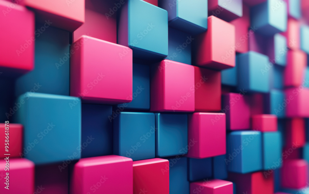 Vibrant cubes in red and blue create a modern, abstract background. Perfect for technology, design, and futuristic themes. High-resolution image. Vibrant cubes in red and blue create a modern, abstract background. Perfect for technology, design, and futuristic themes. High-resolution image.
