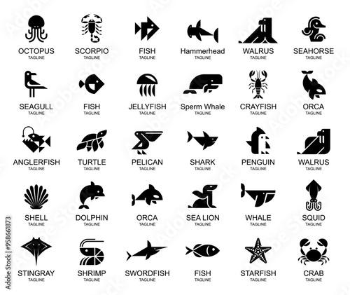 Animals logos collection. Animal logo set. Icon design