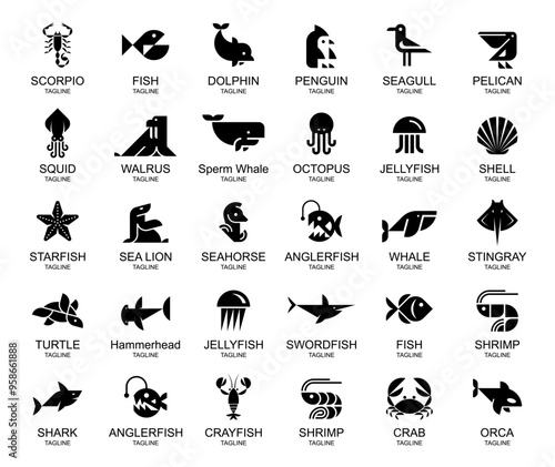 Animals logos collection. Animal logo set. Icon design