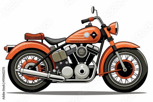 vintage harley davidson motorcycle vector illustration