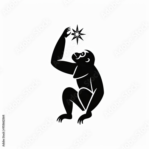 Beautiful Orangutan Logo, Ape Design for Your Corporate and Business Graphic Resource or Creative Project, Ai Generative photo