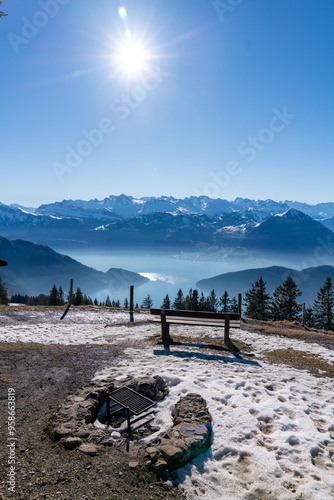 View on Lake Lucerne, Switzerland from the Mountain Rigi