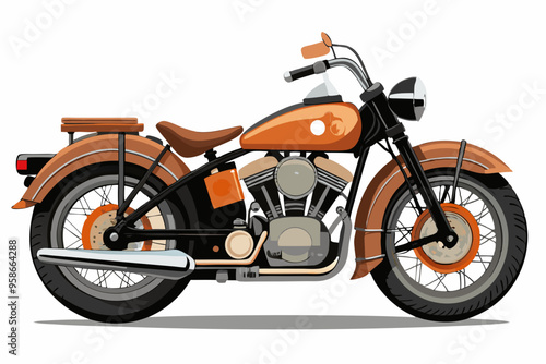 vintage harley davidson motorcycle vector illustration photo