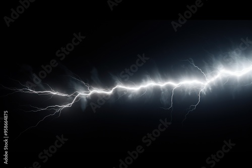 Silver lightning, isolated on a black background vector illustration glowing silver electric flash thunder lighting