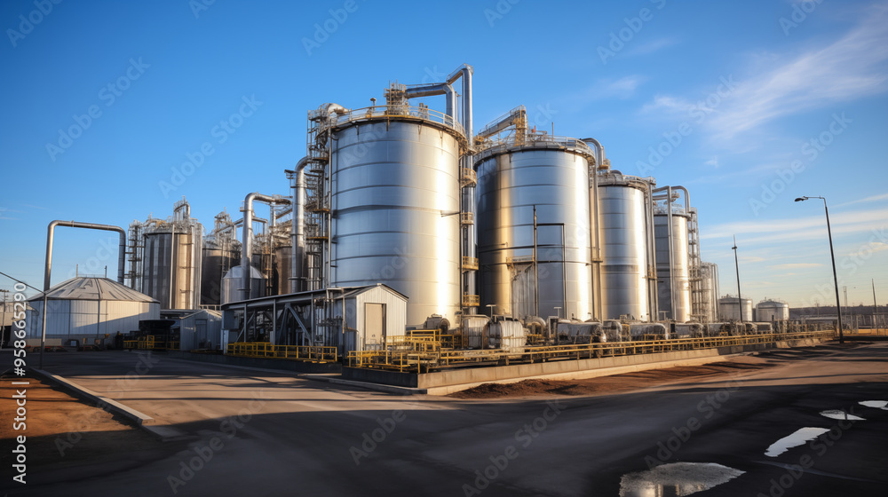 Tank storage grain in feed factory. Tank storage grain in feed factory.