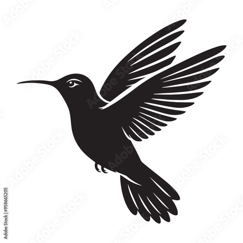 Hummingbird Silhouette Vector Ideal for Vibrant Logos, Web Design, and Custom Merchandise
 photo