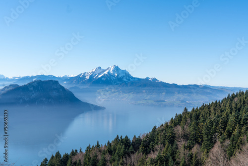 View on Lake Lucerne, Switzerland from the Mountain Rigi