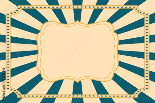 Retro circus beige and blue poster. Vintage circus carnival show invitation, holiday party flyer templates. Magic circus festival, invitation to carnival card
