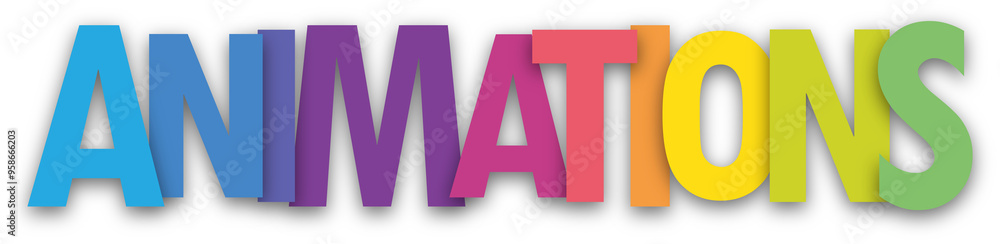 Fototapeta premium ANIMATIONS (EVENTS in French) colorful typography banner on transparent background