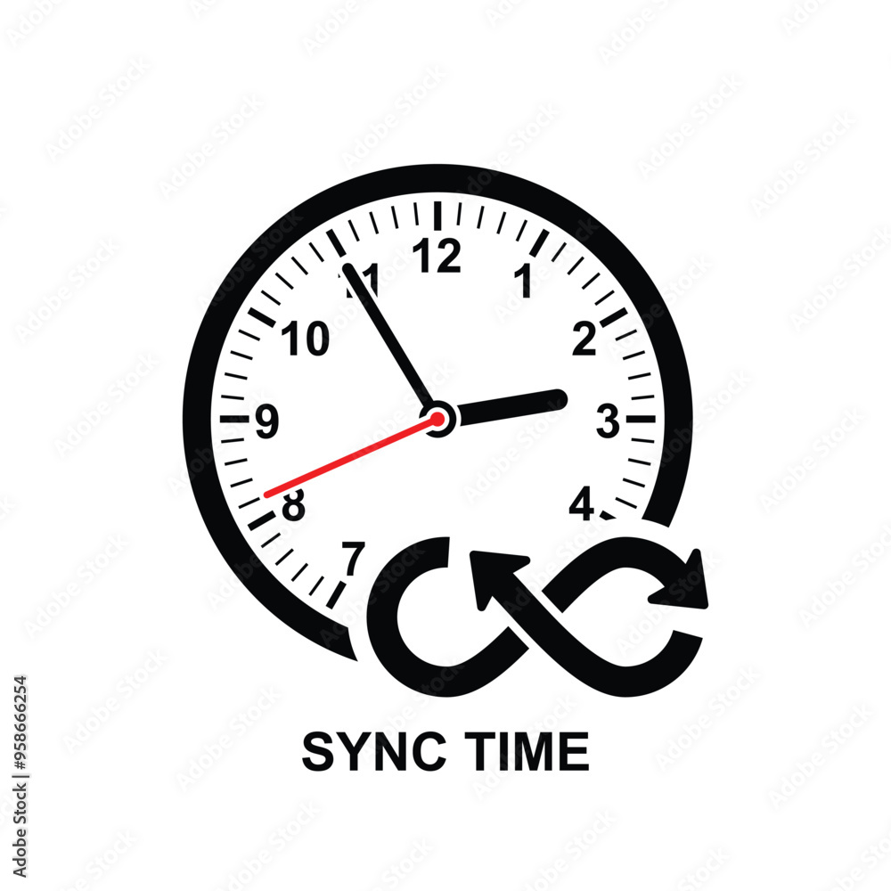 Sync time icon. Update time icon isolated on background vector illustration. Sync time icon. Update time icon isolated on background vector illustration.