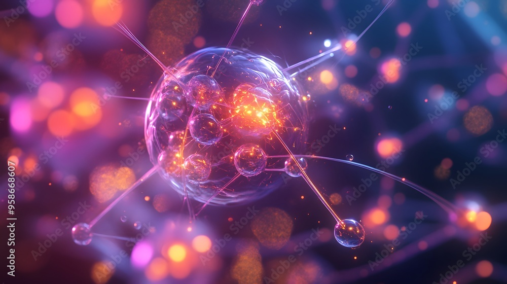 47. Intricate close-up of a nutrient-rich atom with energetic, glowing molecular fields 47. Intricate close-up of a nutrient-rich atom with energetic, glowing molecular fields